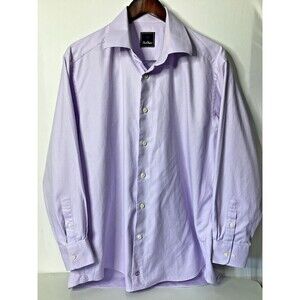 David Donahue Men’s Long Sleeve Button‎ Down Dress Shirt Lavender 17- 32/33